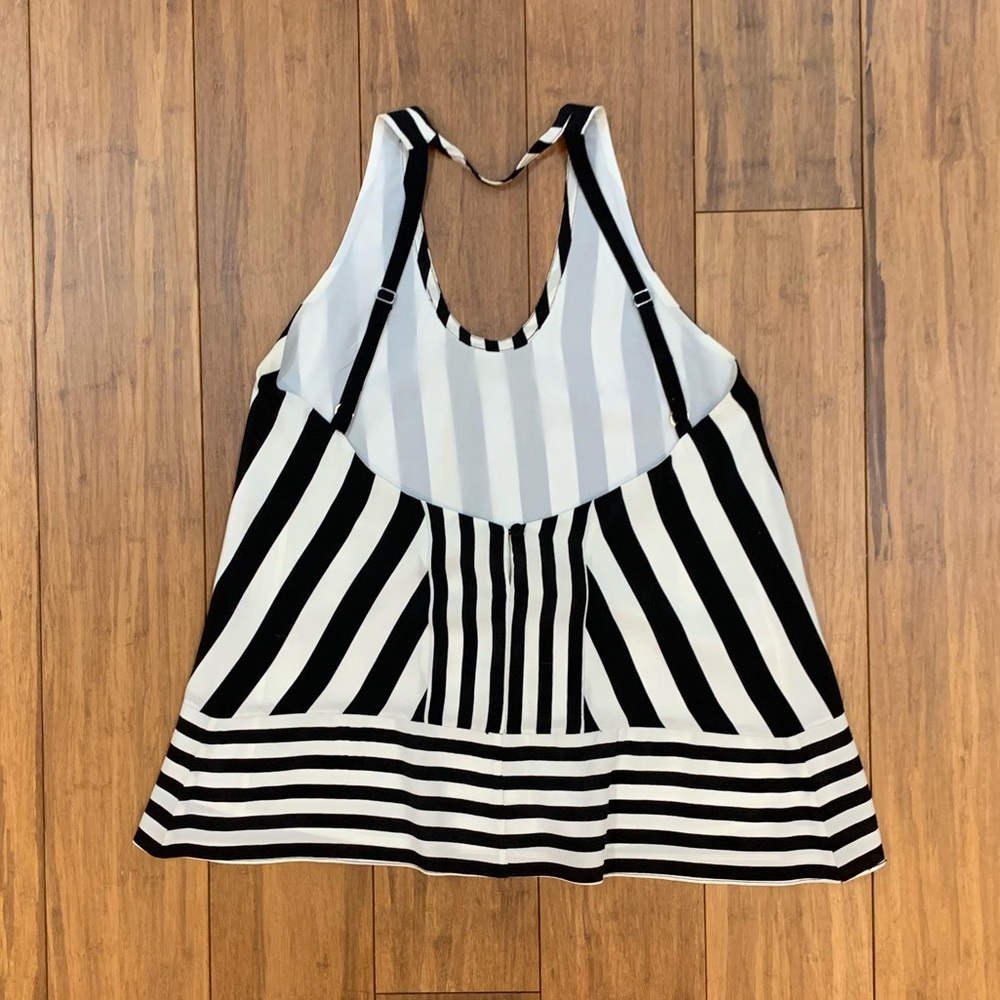 Classic black and white striped silk blouse
